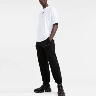 Off-White Men’ s Logo Solid Color Bundle Feet Sports Pants/Trousers/Joggers Black