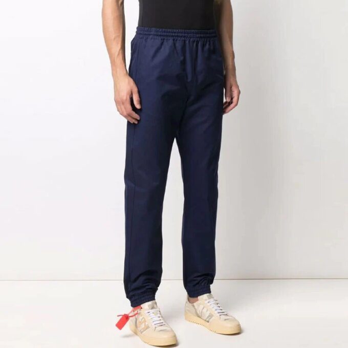Off-White Men’ s Logo Solid Color Casual Long Pants/Trousers Loose Fit Blue