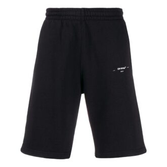 Off-White Men’ s Logo Solid Color Casual Shorts Version Black