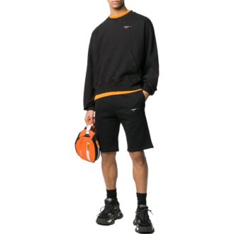 Off-White Men’ s Logo Solid Color Casual Shorts Version Black