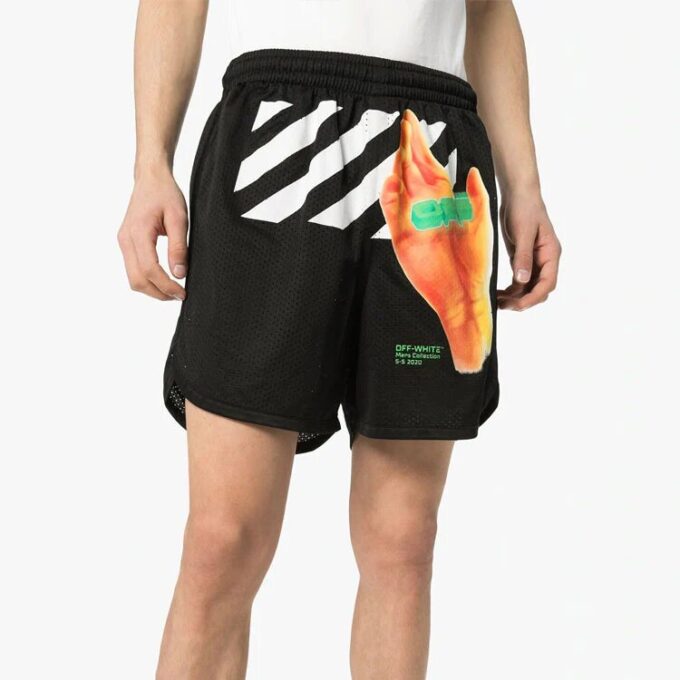 Off-White Men’ s Logo Sports Black Shorts