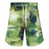 Off-White Men’ s Logo Sports Knit Shorts Loose Fit Green