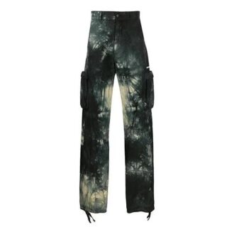 Off-White Men’ s Logo Tie Dye Cargo Casual Pants/Trousers Loose Fit Black