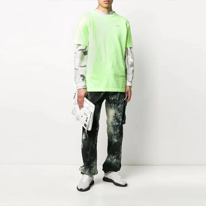 Off-White Men’ s Logo Tie Dye Cargo Casual Pants/Trousers Loose Fit Black