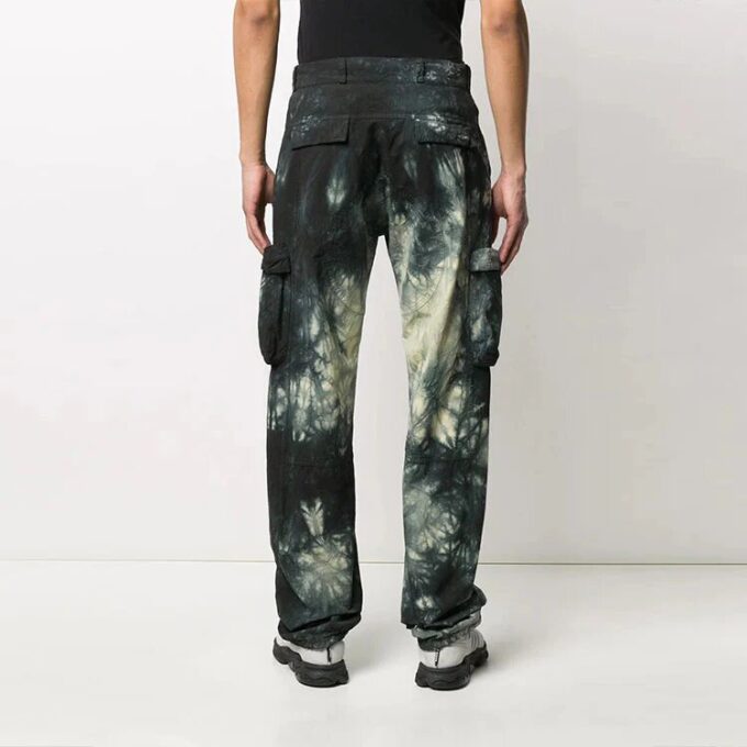 Off-White Men’ s Logo Tie Dye Cargo Casual Pants/Trousers Loose Fit Black