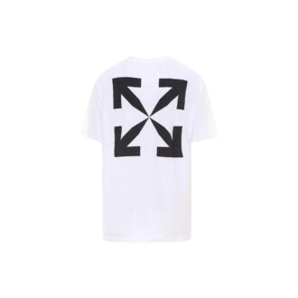 Off-White Men’ s Mona Lisa Arrow Printing Round Neck Pullover Short Sleeve White T-Shirt