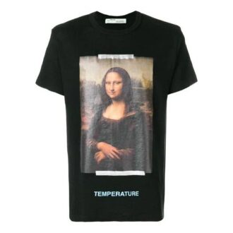 Off-White Men’ s Mona Lisa Printing Back Arrow Short Sleeve Black T-Shirt