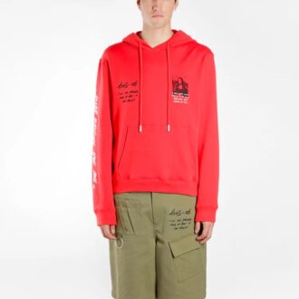 Off-White Men’ s Mona Lisa Printing Loose Fit Red