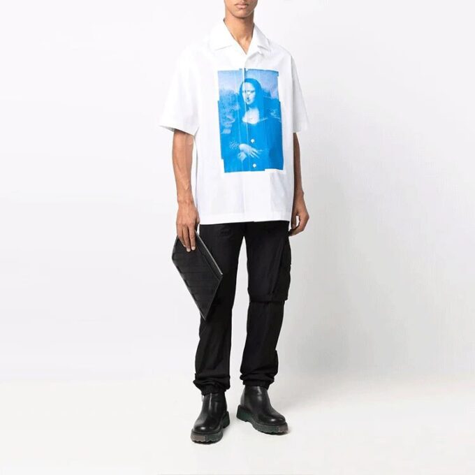 Off-White Men’ s Mona Lisa Short Sleeve White Shirt