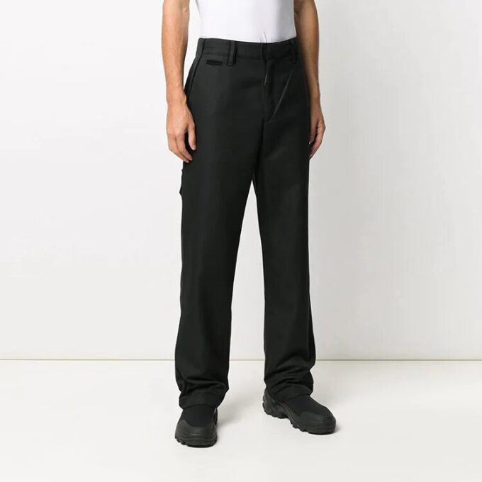 Off-White Men’ s Multiple Pockets Straight Solid Color Casual Long Pants/Trousers Black