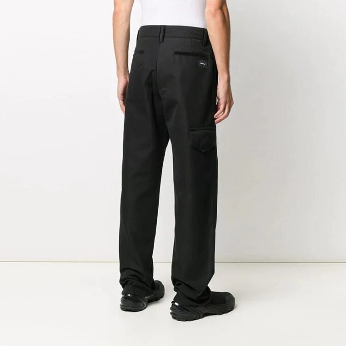 Off-White Men’ s Multiple Pockets Straight Solid Color Casual Long Pants/Trousers Black