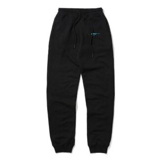 Off-White Men’ s Pattern Lacing Sports Pants/Trousers/Joggers Loose Fit Black