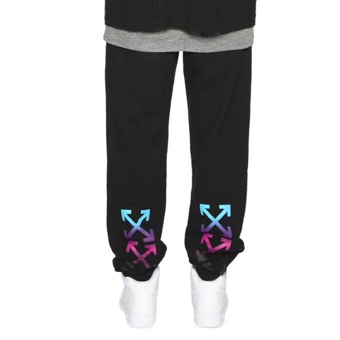 Off-White Men’ s Pattern Lacing Sports Pants/Trousers/Joggers Loose Fit Black