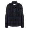 Off-White Men’ s Plaid Full Print Hooded Long Sleeves Blue Jacket