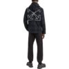 Off-White Men’ s Plaid Full Print Hooded Long Sleeves Blue Jacket