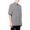 Off-White Men’ s Plaid Lapel Short Sleeve Black Shirt