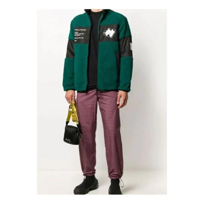Off-White Men’ s Printing Fleece Jacket Green