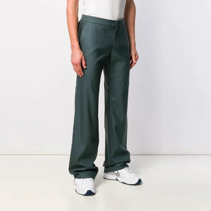 Off-White Men’ s Rear Suit Long Pants/Trousers Loose Fit Dark Green