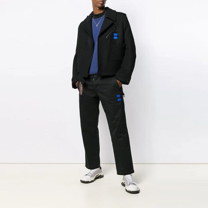 Off-White Men’ s Short Arrow Pattern Suit Jacket Loose Fit Black