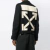 Off-White Men’ s Short Arrow Pattern Suit Jacket Loose Fit Black