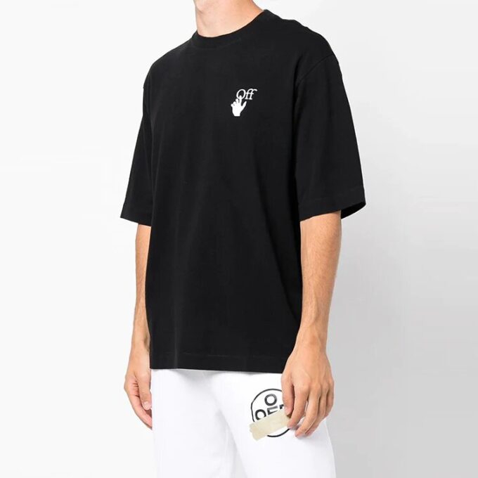 Off-White Men’ s Small Pattern Short Sleeve Black T-Shirt