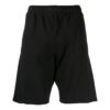 Off-White Men’ s Solid Color Back Printing Pattern Elastic Waistband Straight Shorts Black