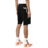 Off-White Men’ s Solid Color Back Printing Pattern Elastic Waistband Straight Shorts Black