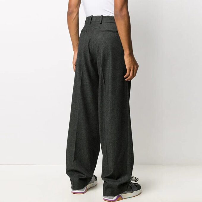 Off-White Men’ s Solid Color Casual Long Pants/Trousers Loose Fit Gray