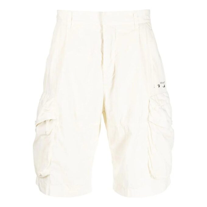 Off-White Men’ s Solid Color Casual Shorts White