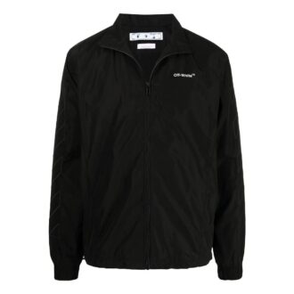 Off-White Men’ s Solid Color Lapel Zipper Jacket Black