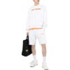 Off-White Men’ s Solid Color Logo Printing Pattern Elastic Waistband Straight Shorts White