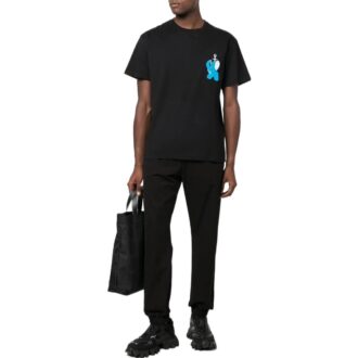 Off-White Men’ s Solid Color Plain Weave Knit Bundle Feet Sports Pants/Trousers/Joggers Black