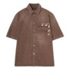 Off-White Men’ s Solid Color Pocket Short Sleeve Version Brown Shirt