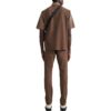 Off-White Men’ s Solid Color Pocket Short Sleeve Version Brown Shirt