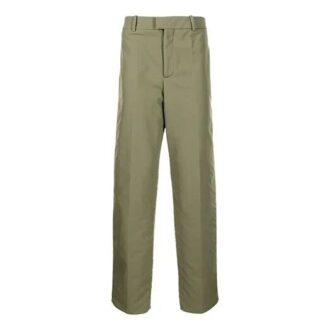 Off-White Men’ s Solid Color Straight Casual Pants/Trousers Loose Fit Green