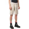 Off-White Men’ s Solid Color Waist Button Straight Cotton Shorts Creamy White