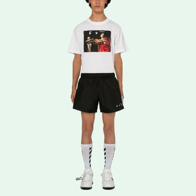 Off-White Men’ s SS21 Casual Logo Black Shorts