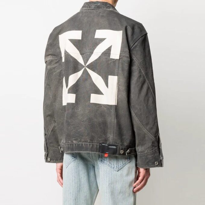 Off-White Men’ s SS21 Denim Jacket Ordinary Version Gray