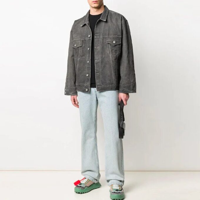 Off-White Men’ s SS21 Denim Jacket Ordinary Version Gray