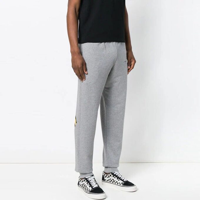 Off-White Men’ s SS21 Drawstring Logo Yellow Arrow Sports Pants/Trousers/Joggers Slim Fit Gray