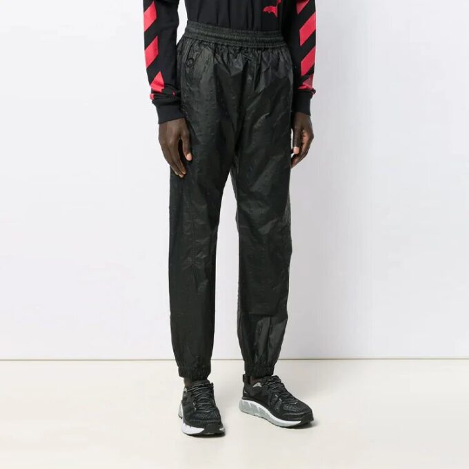Off-White Men’ s SS21 Elastic Waistband Solid Color Sports Pants/Trousers/Joggers Loose Fit Black