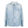 Off-White Men’ s SS21 Lapel Buckle Long Sleeves Blue Shirt