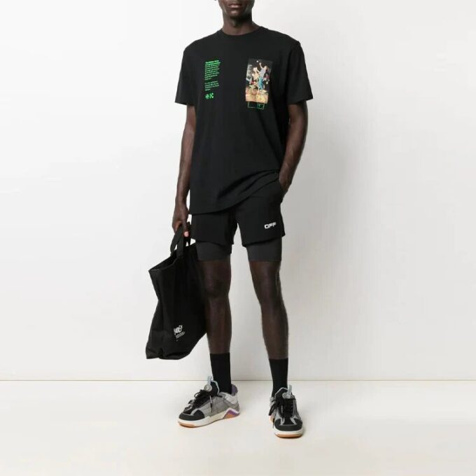 Off-White Men’ s SS21 Loose Alphabet Waist Cycling Shorts Black