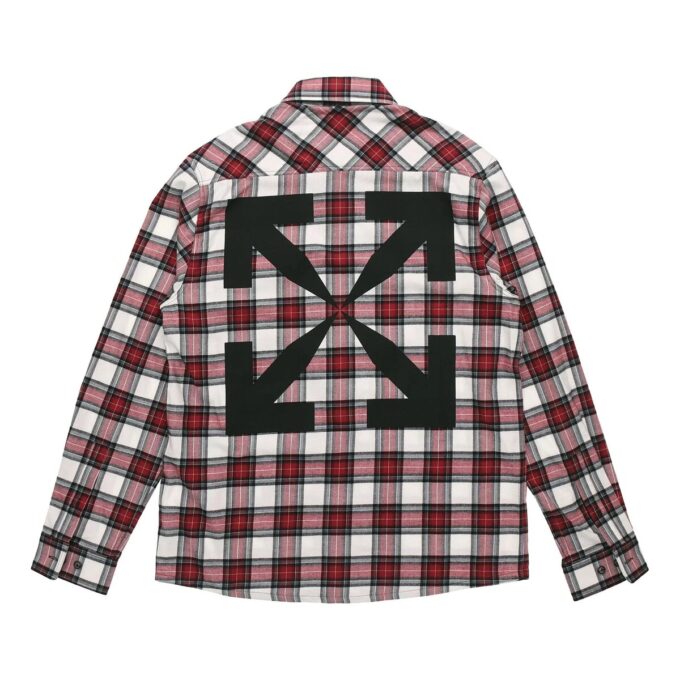 Off-White Men’ s SS21 Plaid Back Arrow Red Shirt
