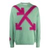 Off-White Men’ s SS21 Round Neck Pullover Intarsia Green