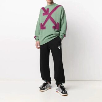 Off-White Men’ s SS21 Round Neck Pullover Intarsia Green