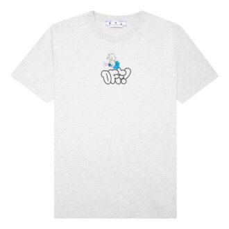 Off-White Men’ s SS22 Alphabet Logo Printing Round Neck Short Sleeve Version Gray T-Shirt
