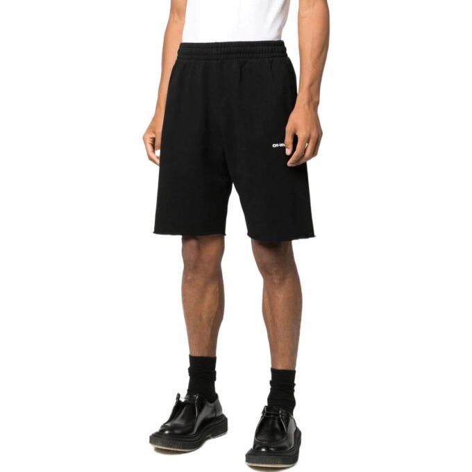 Off-White Men’ s SS22 Alphabet Logo Printing Straight Shorts Loose Fit Black