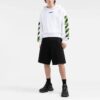 Off-White Men’ s SS22 Arrow Logo Printing Casual Shorts Loose Fit Black