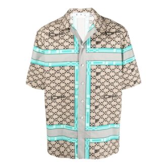Off-White Men’ s SS22 Arrow Logo Printing Short Sleeve Shirt Beige